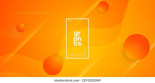 Bright orange abstract background with simple shapes and wavy lines. Fresh and colorful orange design. popular and modern with shadow 3d concept. Eps10 vector