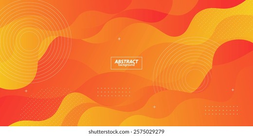 Bright orange abstract background with simple shapes and wavy lines. Popular and modern with 3d shadow concept. Vector Eps10