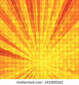 Bright orange abstract background with sunbeams. Vector image. Eps 10