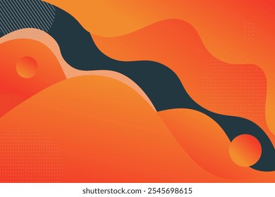 Plano de fundo abstrato laranja claro com formas de onda e círculo. Design laranja fresco e colorido. Popular e moderno com conceito de sombra 3d. Eps10