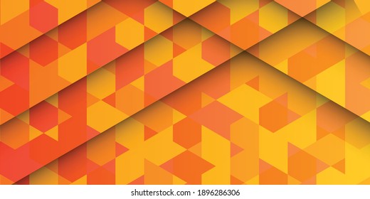 Bright orange abstract hexagon wallpaper or background. Modern 3d render vector illustration for cover, company profile, landing page, presentation design and more
