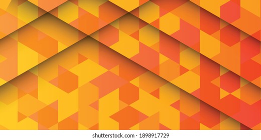 Bright orange abstract hexagon wallpaper or background. Modern 3d render vector illustration for cover, company profile, landing page, presentation design and more