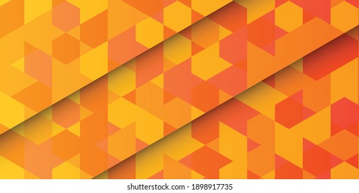 Bright orange abstract hexagon wallpaper or background. Modern 3d render vector illustration for cover, company profile, landing page, presentation design and more