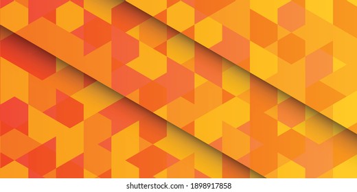 Bright orange abstract hexagon wallpaper or background. Modern 3d render vector illustration for cover, company profile, landing page, presentation design and more