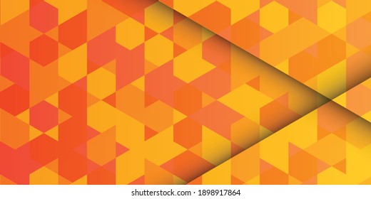 Bright orange abstract hexagon wallpaper or background. Modern 3d render vector illustration for cover, company profile, landing page, presentation design and more