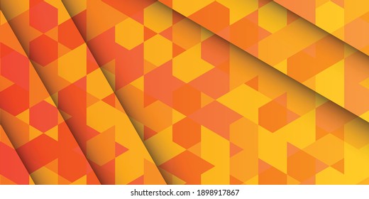 Bright orange abstract hexagon wallpaper or background. Modern 3d render vector illustration for cover, company profile, landing page, presentation design and more