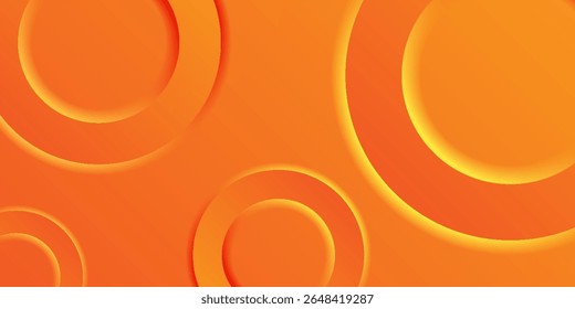 Bright orange abstract vector with layered circular shapes and soft shadows, creating a vibrant 3D effect and a modern, energetic, and dynamic visual design.