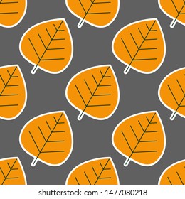 Bright orange autumn leaves vector illustration pattern. Pattern leaf, leaves, fall, floral pattern simple ornament of textile, fabric, paper, wrapping. Vector EPS 10