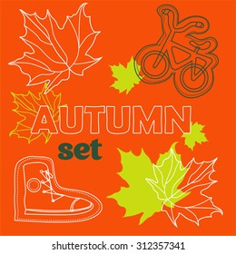 Bright orange autumn vector set 