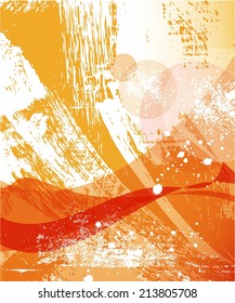 Bright orange background. Abstract colorful illustration with circles