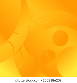 "Bright orange background with abstract graphic elements featuring circles, curves, and floral patterns, creating a dynamic and energetic impression."