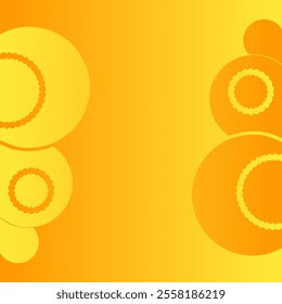 "Bright orange background with abstract graphic elements featuring circles, curves, and floral patterns, creating a dynamic and energetic impression."