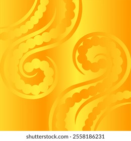 "Bright orange background with abstract graphic elements featuring circles, curves, and floral patterns, creating a dynamic and energetic impression."