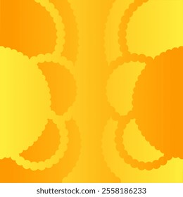 "Bright orange background with abstract graphic elements featuring circles, curves, and floral patterns, creating a dynamic and energetic impression."