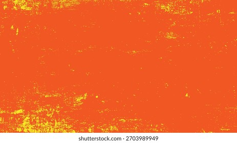 Fundo laranja brilhante com padrão texturizado amarelo angustiado e manchas dispersas grunge