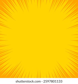 Bright orange background featuring sunburst radial lines converging towards the center, ideal for energetic and dynamic design projects, announcements, or promotions where an impactful and vibrant bac