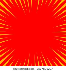 Bright orange background featuring sunburst radial lines converging towards the center, ideal for energetic and dynamic design projects, announcements, or promotions where an impactful and vibrant bac
