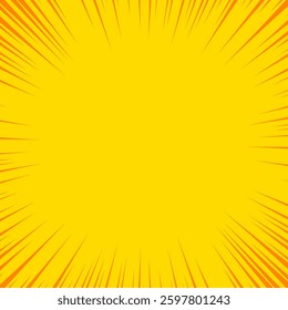 Bright orange background featuring sunburst radial lines converging towards the center, ideal for energetic and dynamic design projects, announcements, or promotions where an impactful and vibrant bac