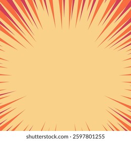 Bright orange background featuring sunburst radial lines converging towards the center, ideal for energetic and dynamic design projects, announcements, or promotions where an impactful and vibrant bac
