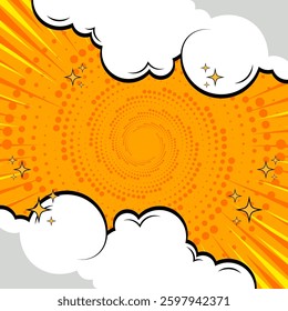 Bright orange background featuring sunburst radial lines converging towards the center, ideal for energetic and dynamic design projects, announcements, or promotions where an impactful and vibrant bac