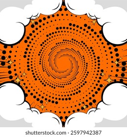 Bright orange background featuring sunburst radial lines converging towards the center, ideal for energetic and dynamic design projects, announcements, or promotions where an impactful and vibrant bac