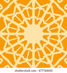 bright orange background with mandala ornament. vector illustration. 