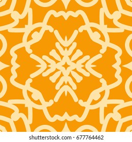 bright orange background with mandala ornament. vector illustration. 