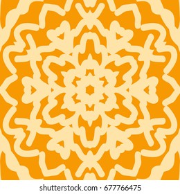 bright orange background with mandala ornament. vector illustration. 
