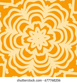 bright orange background with mandala ornament. vector illustration. 