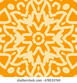 bright orange background with mandala ornament. vector illustration. 