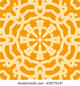 bright orange background with mandala ornament. vector illustration. 