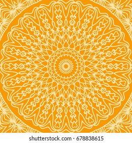 bright orange background with mandala ornament. vector illustration. 