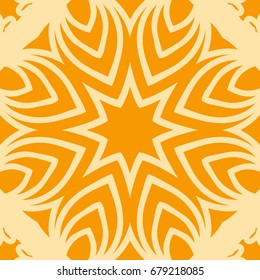 bright orange background with mandala ornament. vector illustration. 