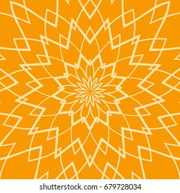 bright orange background with mandala ornament. vector illustration. 