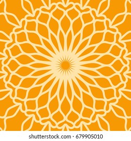 bright orange background with mandala ornament. vector illustration. 