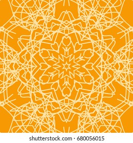 bright orange background with mandala ornament. vector illustration. 