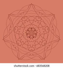 bright orange background with mandala ornament. vector illustration. 