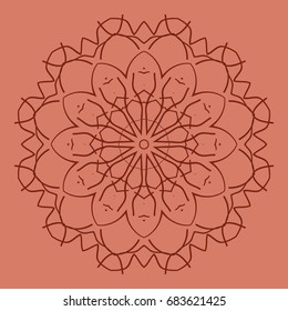 bright orange background with mandala ornament. vector illustration. 