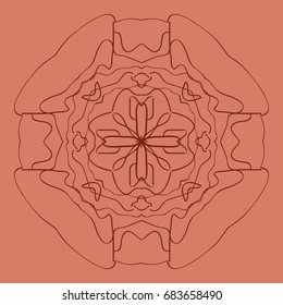 bright orange background with mandala ornament. vector illustration. 