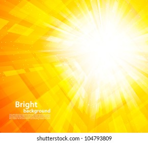 Bright orange background with rays and squares