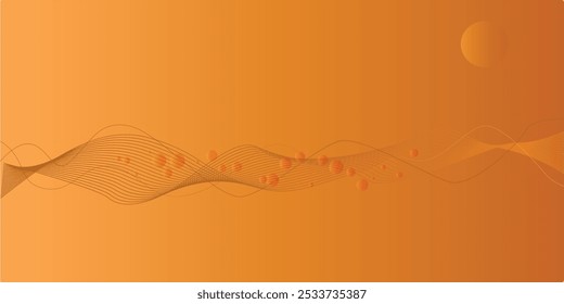 Un fondo naranja brillante con una onda y un montón de círculos Pequeños. Los círculos están dispersos por todo el fondo y parecen estar flotando