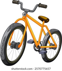 Bright orange bike with detailed tire design