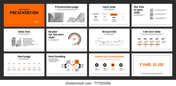 Bright orange and Black elements on a white background. This template is the best as a business presentation, used in marketing and advertising, the annual report, flyer and banner