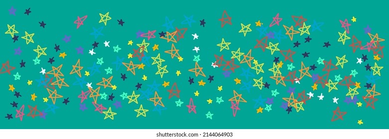 Bright Orange Blue Mint Turquoise Black Childish Illustration. Chaotic Green Naive Vivid Violet Grey Neon Handdrawn Stars. Stars Purple Kids Childish Vibrant Acid Pastel Yellow Wallpaper.