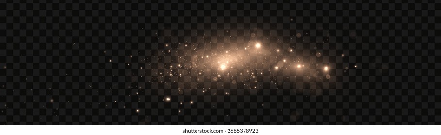 Un efecto de luz bokeh de color naranja brillante con partículas de polvo de luz fina. Un efecto de luz de Vector para superposiciones en diseño e ilustraciones.