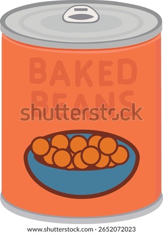 Bright orange can of baked beans illustration