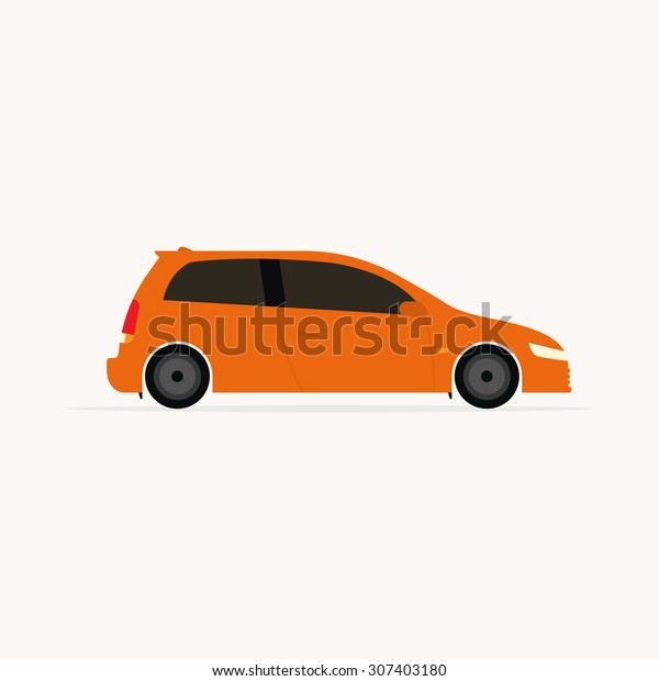 Bright\
orange car flat icon isolated on light\
background