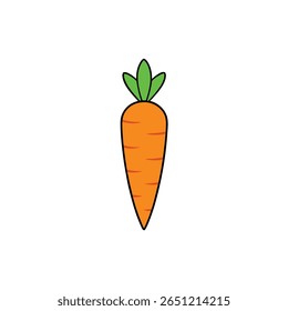 Bright orange carrot with green top detailed design Vector illustration