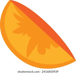 Bright orange carrot slice. Fresh organic vegetable slice close-up. Healthy eating and vegetarian food vector illustration.
