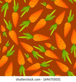 Bright orange carrots vegetables seamless pattern. Vector background design for greeting and advertising products.